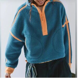 Free People NWT Movement Mountain High Sweatshirt Fleece Blue Pullover size XS